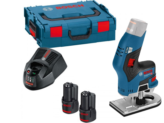 BOSCH Аккум. фрезер кромочный GKF 12V-8 L-BOXX (12.0 В, 2 акк., 3.0 А/ч, Li-Ion, цанга 8 мм, 13000 об/мин) BOSCH 06016B0000